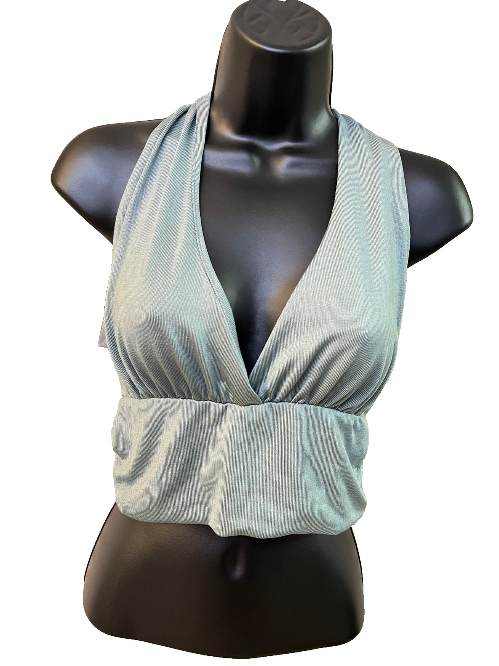 Women's Final Touch Size Medium Made In USA Green Halter Cropped Top Sexy